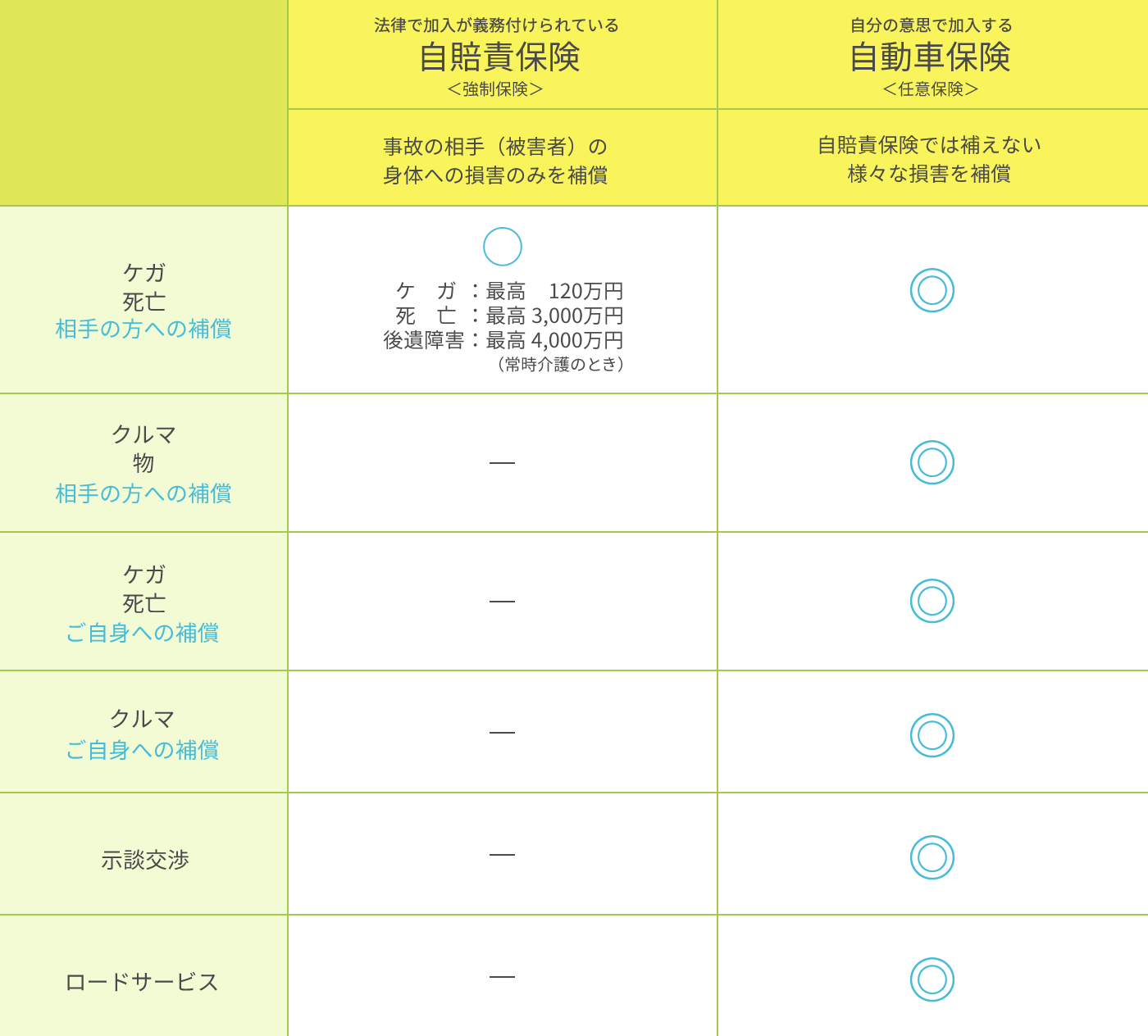 はじめての自動車保険まるわかり_表